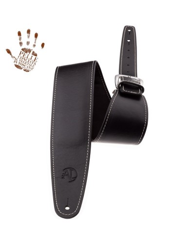 Tracolla per Chitarra e Basso Nero Vera Pelle Conciata Al Vegetale 7 Cm Classic Alex Lofoco Single Buckle OS Core 