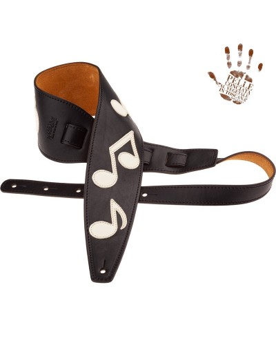 Guitar Strap Black Certified Vegetable Tanned Leather 10 Cm Holes HS Core 