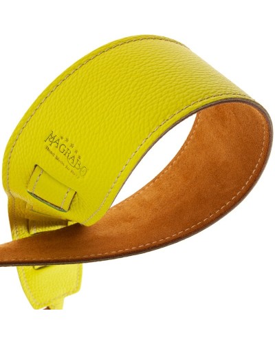 Guitar Strap Yellow Genuine Leather 8 Cm Holes HS Colors 