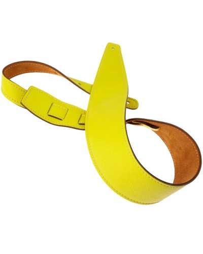 Guitar Strap Yellow Genuine Leather 8 Cm Holes HS Colors 