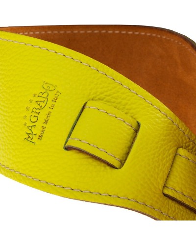 Guitar Strap Yellow Genuine Leather 8 Cm Holes HS Colors 