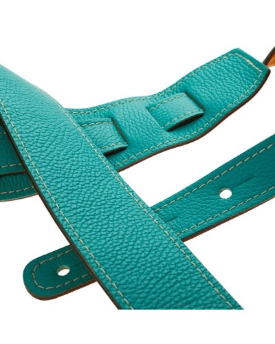 Guitar Strap Blu Genuine Leather 6 Cm Holes HS Colors 