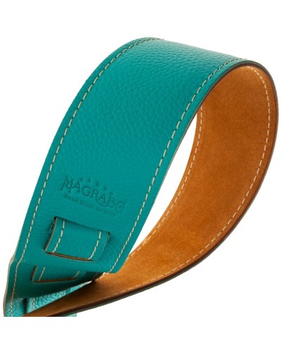 Guitar Strap Blu Genuine Leather 6 Cm Holes HS Colors 