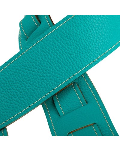 Guitar Strap Blu Genuine Leather 6 Cm Holes HS Colors 