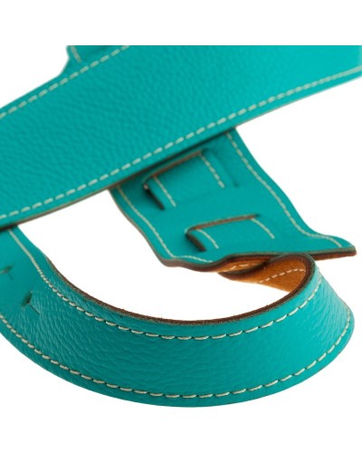 Guitar Strap Blu Genuine Leather 6 Cm Holes HS Colors 