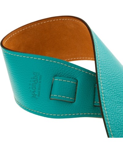 Guitar Strap Blu Genuine Leather 8 Cm Holes HS Colors 