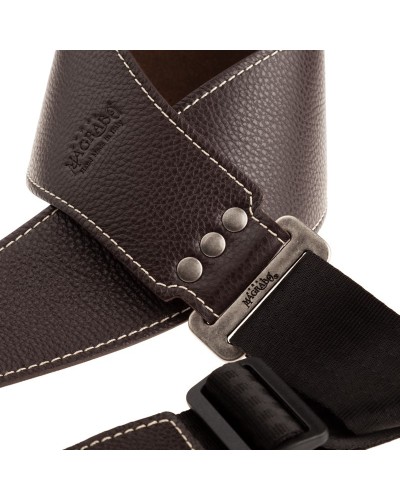 Guitar Strap Ebony Genuine Leather 9 Cm Stripe SS Hammer 