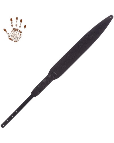 Tracolla per Chitarra e Basso Nero Vera Pelle Conciata Al Vegetale 10 Cm Holes HS Core 