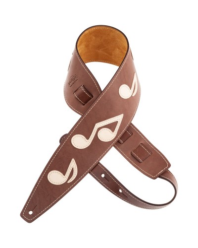 Guitar Strap Brown Certified Vegetable Tanned Leather 8 Cm Holes HS Core 