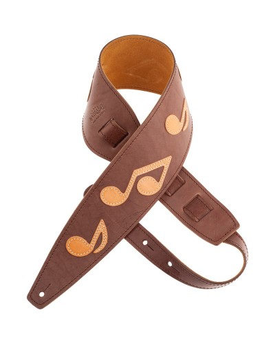 Guitar Strap Brown Certified Vegetable Tanned Leather 8 Cm Holes HS Core 