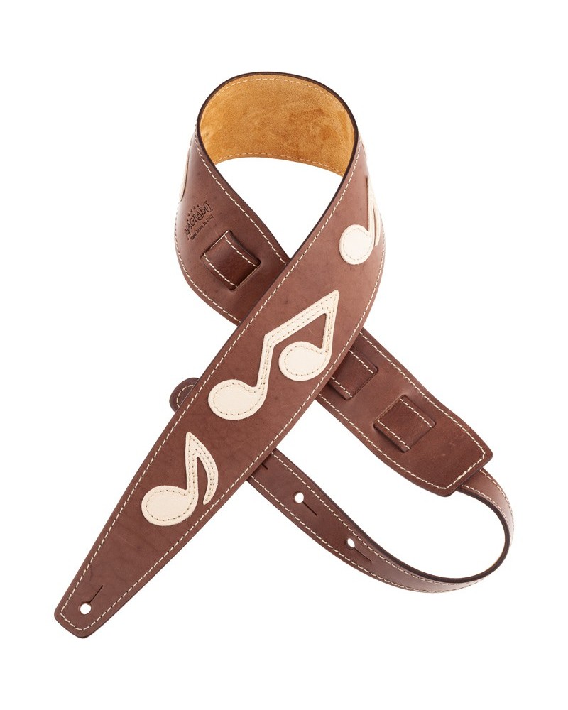 Guitar Strap Brown Certified Vegetable Tanned Leather 8 Cm Holes HS Core 