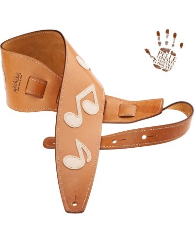 Guitar Strap Brown Certified Vegetable Tanned Leather 8 Cm Holes HS Core 