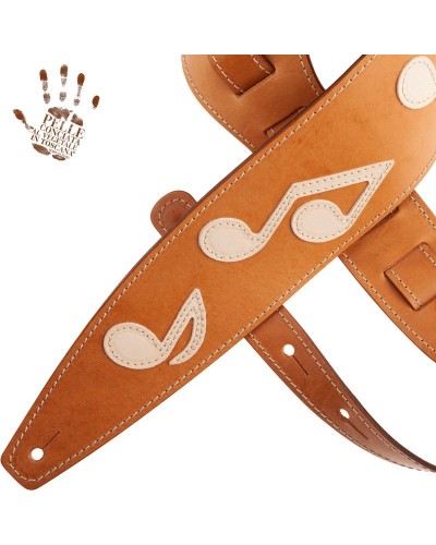 Guitar Strap Brown Certified Vegetable Tanned Leather 8 Cm Holes HS Core 