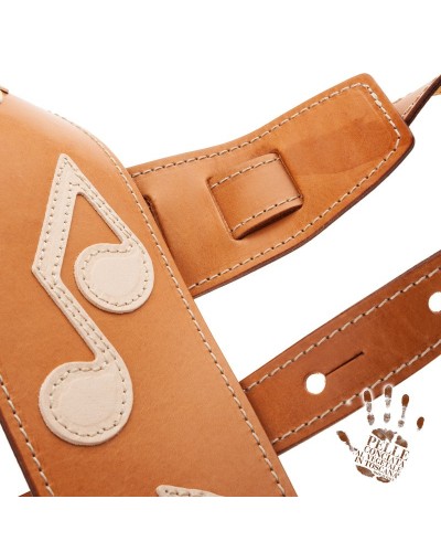 Guitar Strap Brown Certified Vegetable Tanned Leather 8 Cm Holes HS Core 