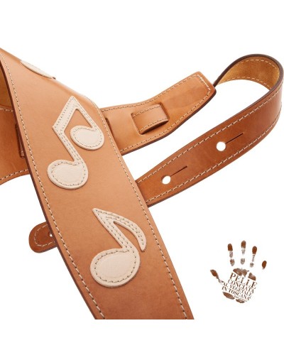 Guitar Strap Brown Certified Vegetable Tanned Leather 8 Cm Holes HS Core 