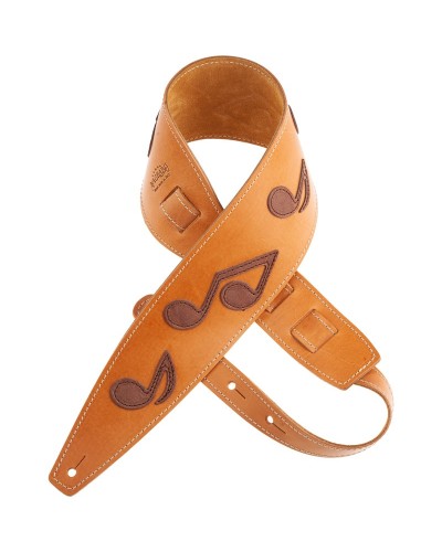 Guitar Strap Brown Certified Vegetable Tanned Leather 8 Cm Holes HS Core 