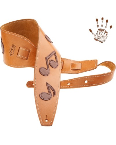 Guitar Strap Brown Certified Vegetable Tanned Leather 8 Cm Holes HS Core 