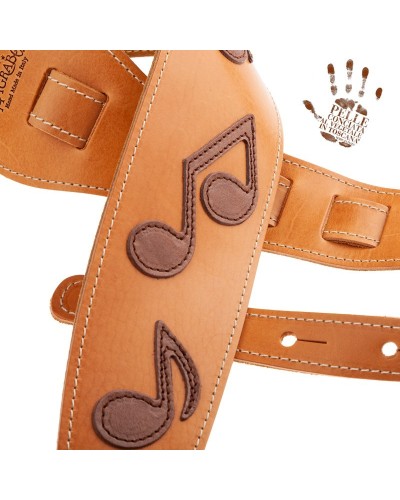 Guitar Strap Brown Certified Vegetable Tanned Leather 8 Cm Holes HS Core 