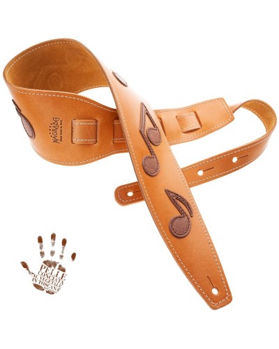 Guitar Strap Brown Certified Vegetable Tanned Leather 8 Cm Holes HS Core 