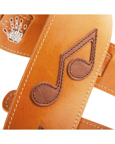 Guitar Strap Brown Certified Vegetable Tanned Leather 8 Cm Holes HS Core 