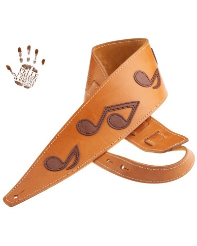 Guitar Strap Brown Certified Vegetable Tanned Leather 8 Cm Holes HS Core 