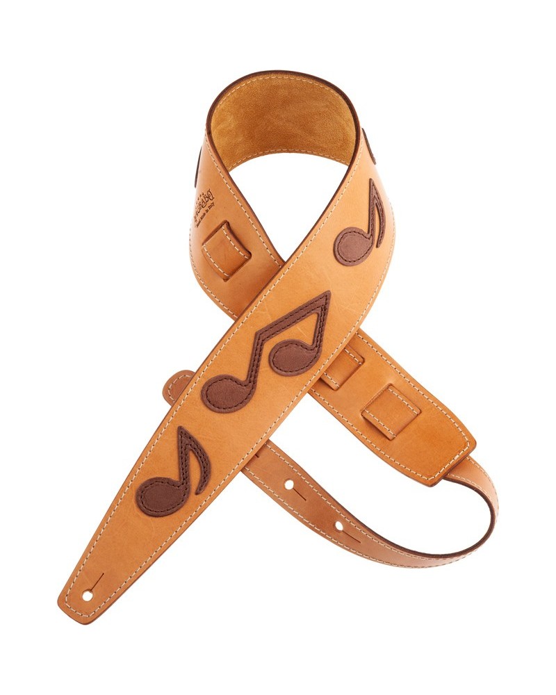 Guitar Strap Brown Certified Vegetable Tanned Leather 8 Cm Holes HS Core 