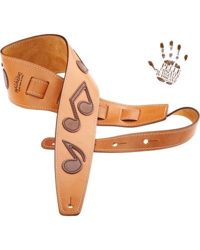 Guitar Strap Brown Certified Vegetable Tanned Leather 8 Cm Holes HS Core 