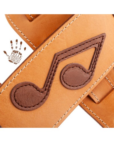 Guitar Strap Brown Certified Vegetable Tanned Leather 8 Cm Holes HS Core 