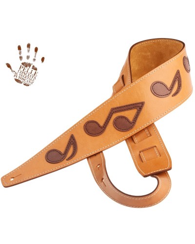 Guitar Strap Brown Certified Vegetable Tanned Leather 8 Cm Holes HS Core 