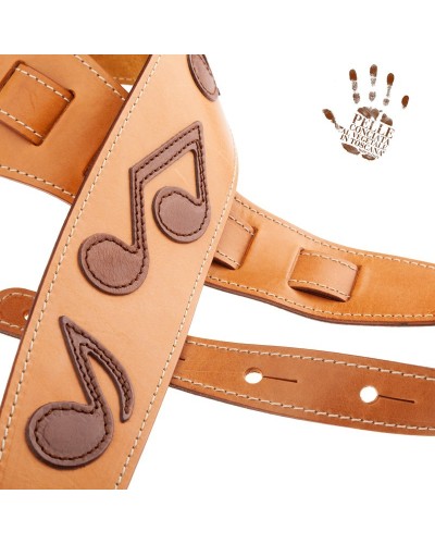 Guitar Strap Brown Certified Vegetable Tanned Leather 8 Cm Holes HS Core 