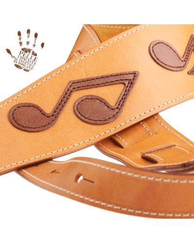 Guitar Strap Brown Certified Vegetable Tanned Leather 8 Cm Holes HS Core 