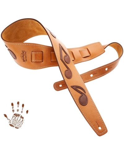 Guitar Strap Brown Certified Vegetable Tanned Leather 8 Cm Holes HS Core 