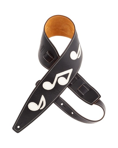 Guitar Strap Black Certified Vegetable Tanned Leather 8 Cm Holes HS Core 