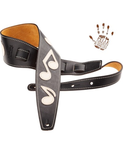 Guitar Strap Black Certified Vegetable Tanned Leather 8 Cm Holes HS Core 