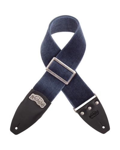 Guitar Strap Blu Cotton And Genuine Leather 8 Cm Core Stripe SC Cotton Washed 