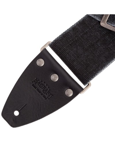 Guitar Strap Black Cotton And Genuine Leather 8 Cm Core Stripe SC Cotton Washed 