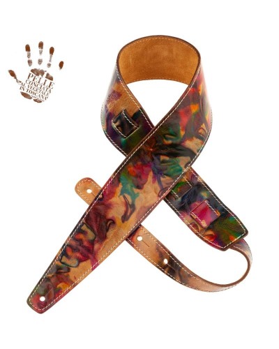 Guitar Strap Multicolor Certified Vegetable Tanned Leather 8 Cm Holes HS Paint 