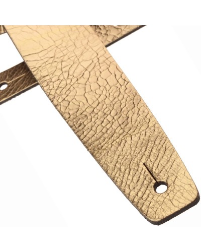 Guitar Strap Gold Genuine Leather 6 Cm Holes HC Metallic 