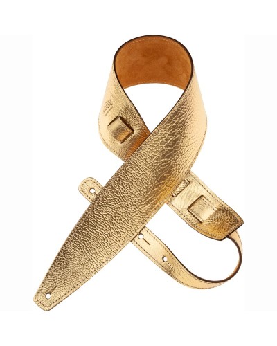 Guitar Strap Gold Genuine Leather 10 Cm Holes HS Metallic 