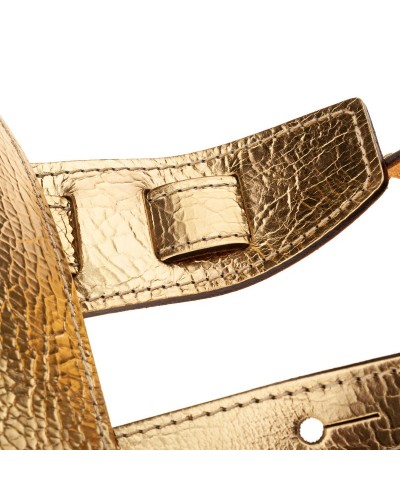 Guitar Strap Gold Genuine Leather 10 Cm Holes HS Metallic 