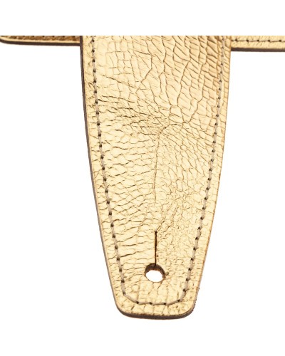 Guitar Strap Gold Genuine Leather 10 Cm Holes HS Metallic 