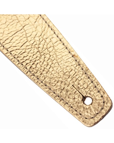 Guitar Strap Gold Genuine Leather 8 Cm Holes HS Metallic 