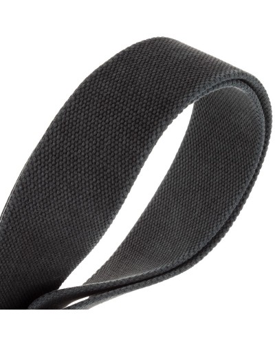 Guitar Strap Black Cotton And Genuine Leather 5 Cm Embossed Stripe SC Entry Olded 