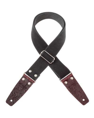 stripe sc entry olded black 5 cm terminali embossed flores bordeaux silver buckle