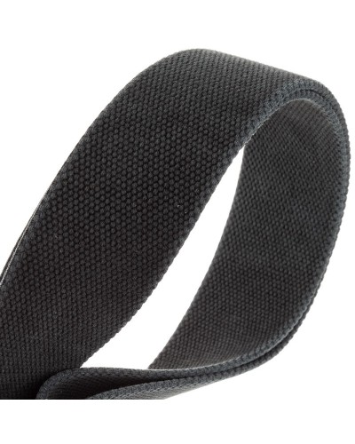 Guitar Strap Black Cotton And Genuine Leather 5 Cm Embossed Stripe SC Entry Olded 