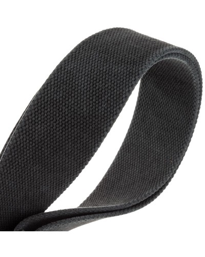 Guitar Strap Black Cotton And Genuine Leather 5 Cm Embossed Stripe SC Entry Olded 