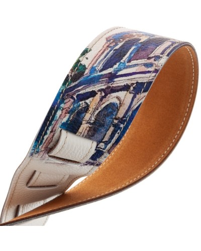 Guitar Strap Multicolor Genuine Leather 6 Cm Holes HS Print 