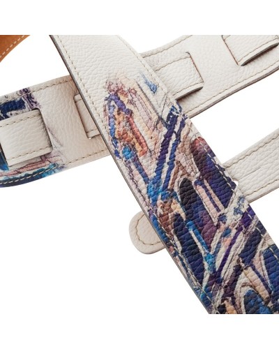 Guitar Strap Multicolor Genuine Leather 6 Cm Holes HS Print 