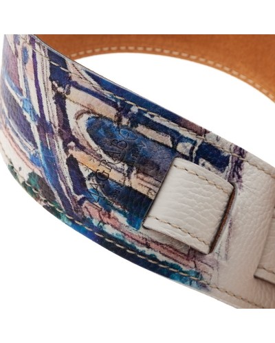 Guitar Strap Multicolor Genuine Leather 6 Cm Holes HS Print 