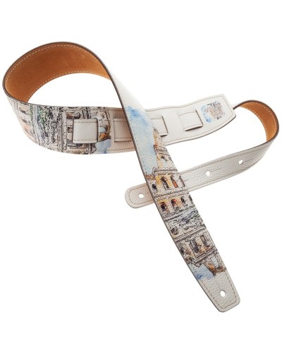 Guitar Strap Multicolor Genuine Leather 6 Cm Holes HS Print 